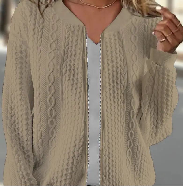 Women's Jacquard Long Sleeve Casual Short Coat