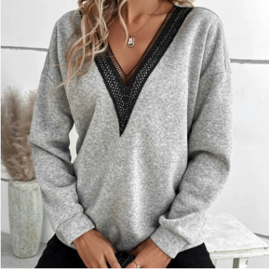 Women's Fashion Color Contrast Loose-fitting T-shirt Top