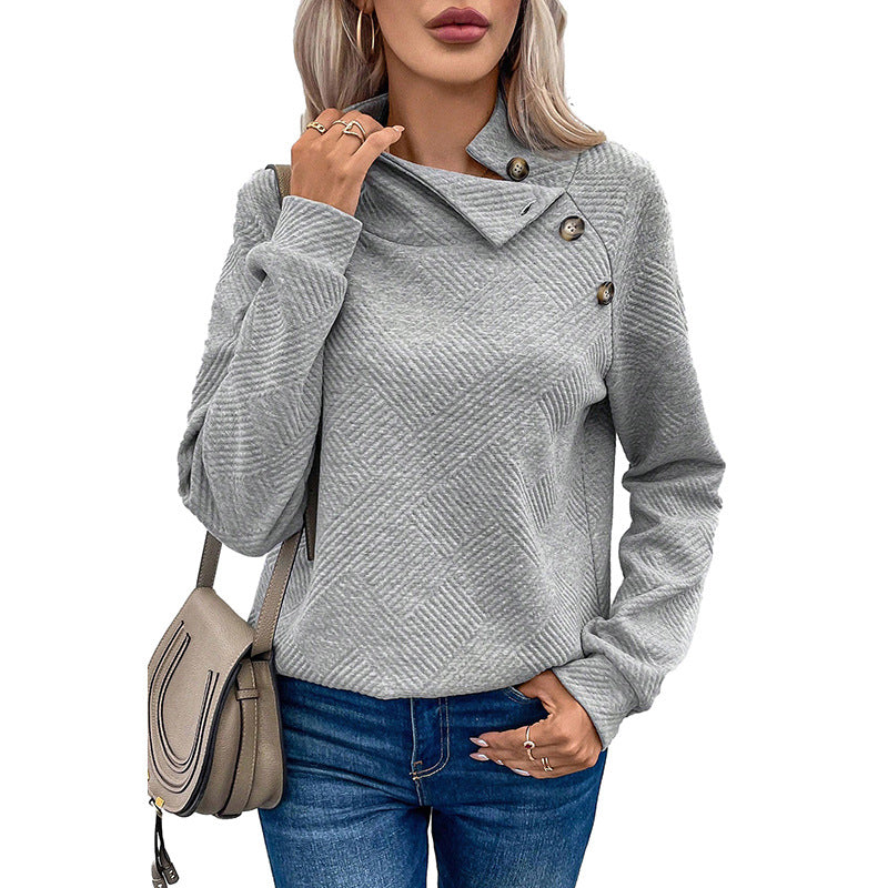 Ensfarvet pullover med lange ærmer