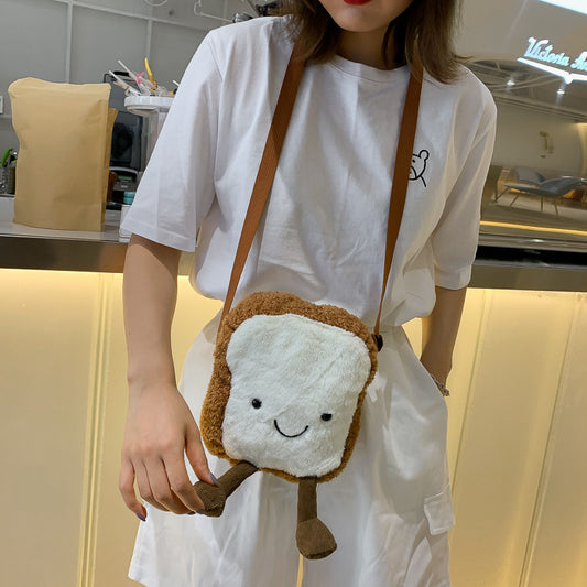 Toast Bread Plush Funny And Cute Messenger Bag