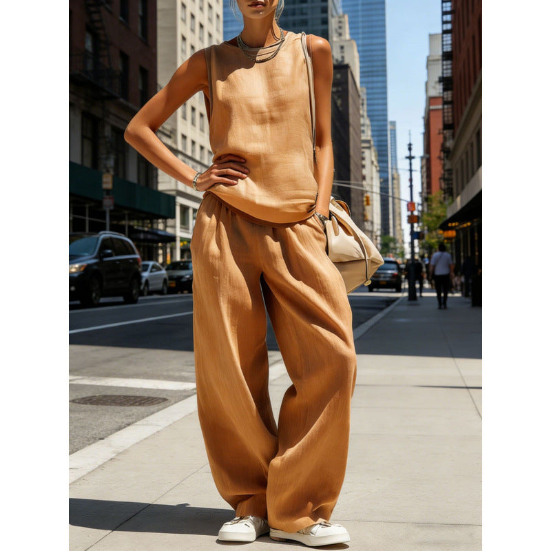 Womens Sleeveless Top And Pants Two-piece Set