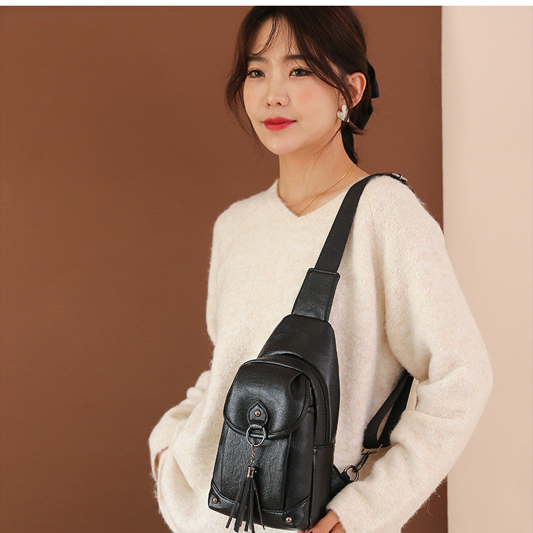 New Soft Leather Women's Chest Bag Cross Body Fashionable And Portable