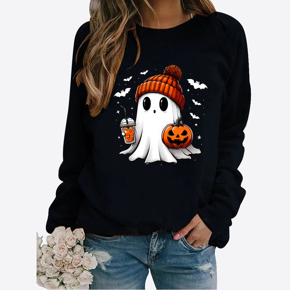 Halloween Rundhals Print Langærmet Sweater