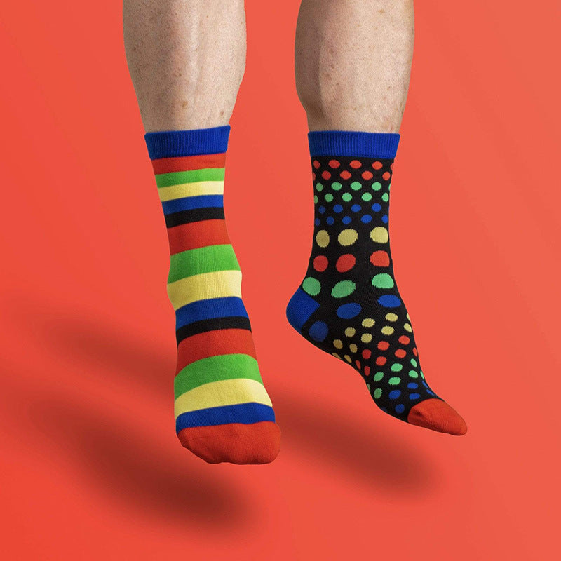 Fashion Dot Stripe Asymmetric Stockings