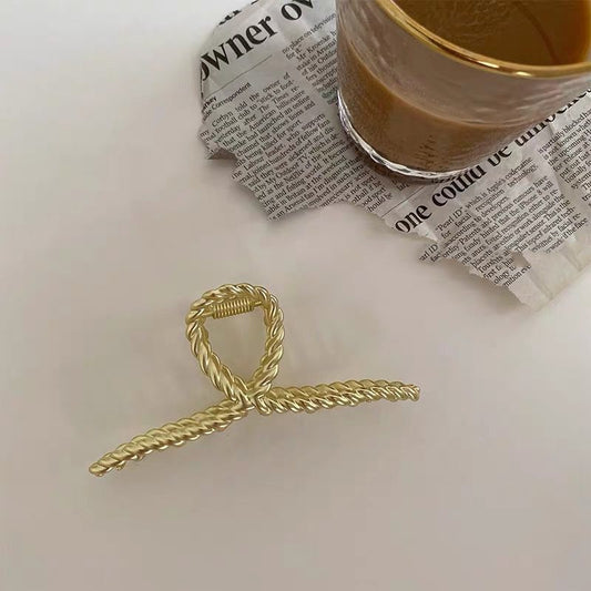 Matte Metal Large Cross Grip Simple Ponytail Hair Grip