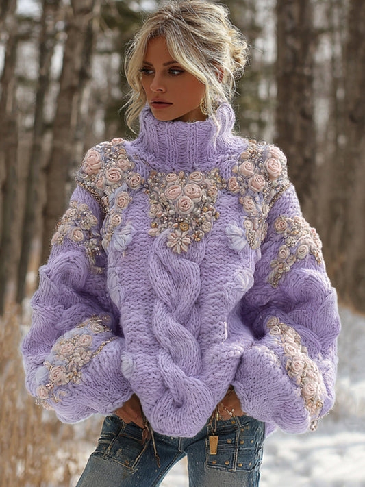 3D-printed Loose-fitting Turtleneck Sweater