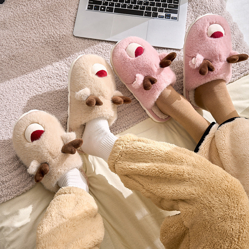 Cartoon Cotton Slippers Inner Velvet Insulated Cotton-padded Shoes