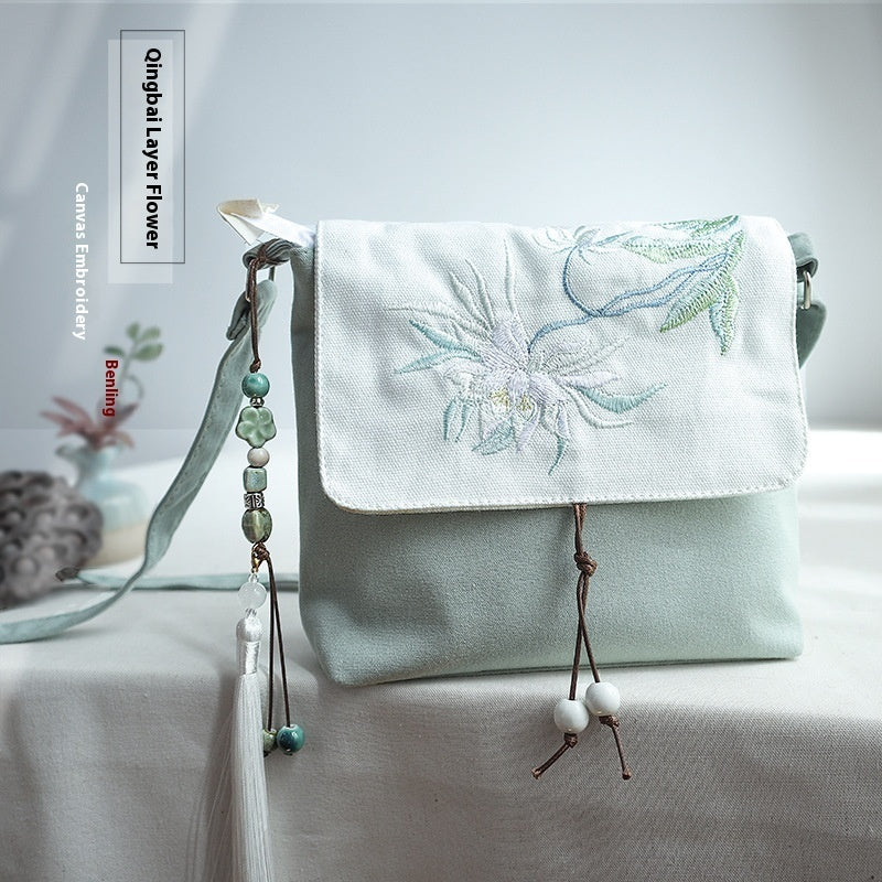 Cotton And Linen Antique Embroidery Crossbody Bag
