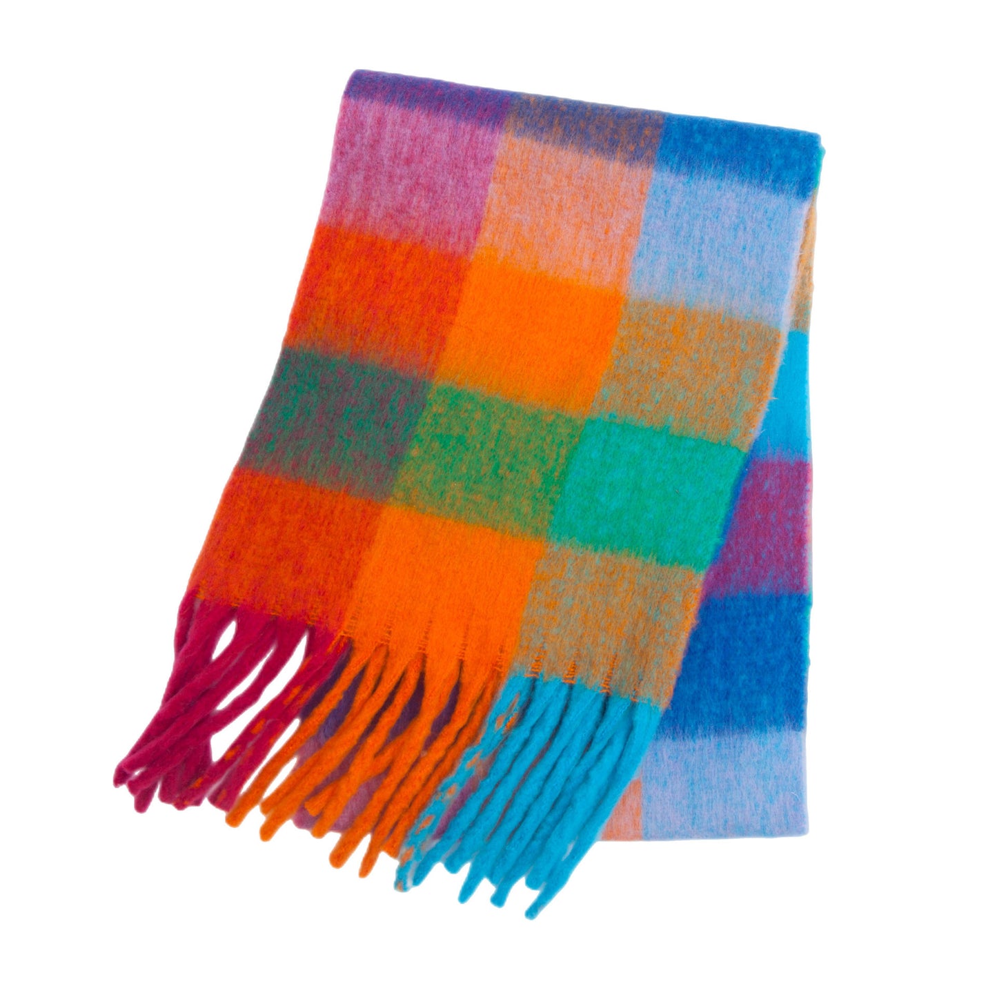 Women's Scarf Autumn And Winter New Thick Beard Color Four-grid