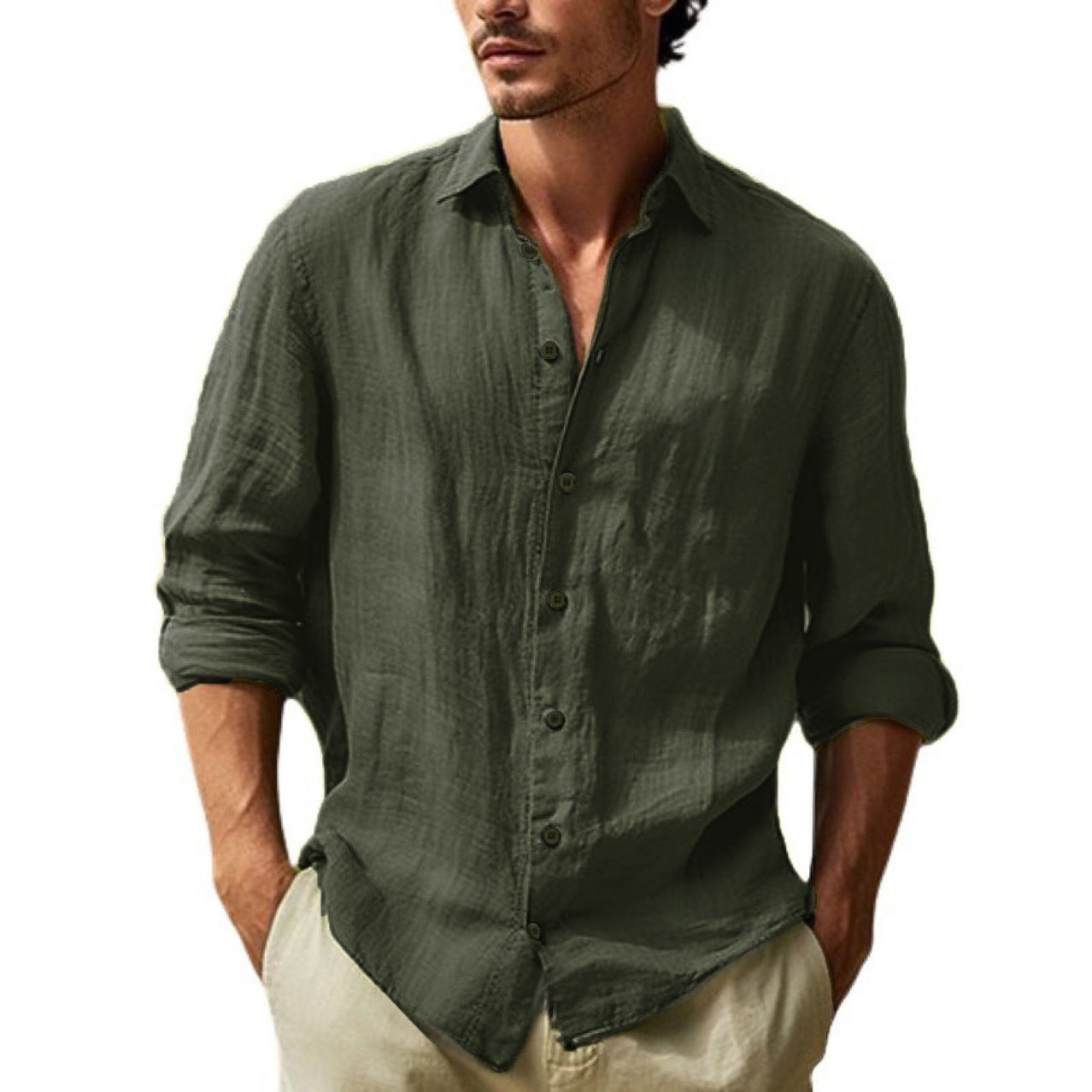 Men's Casual Solid Color Plus Size Shirt