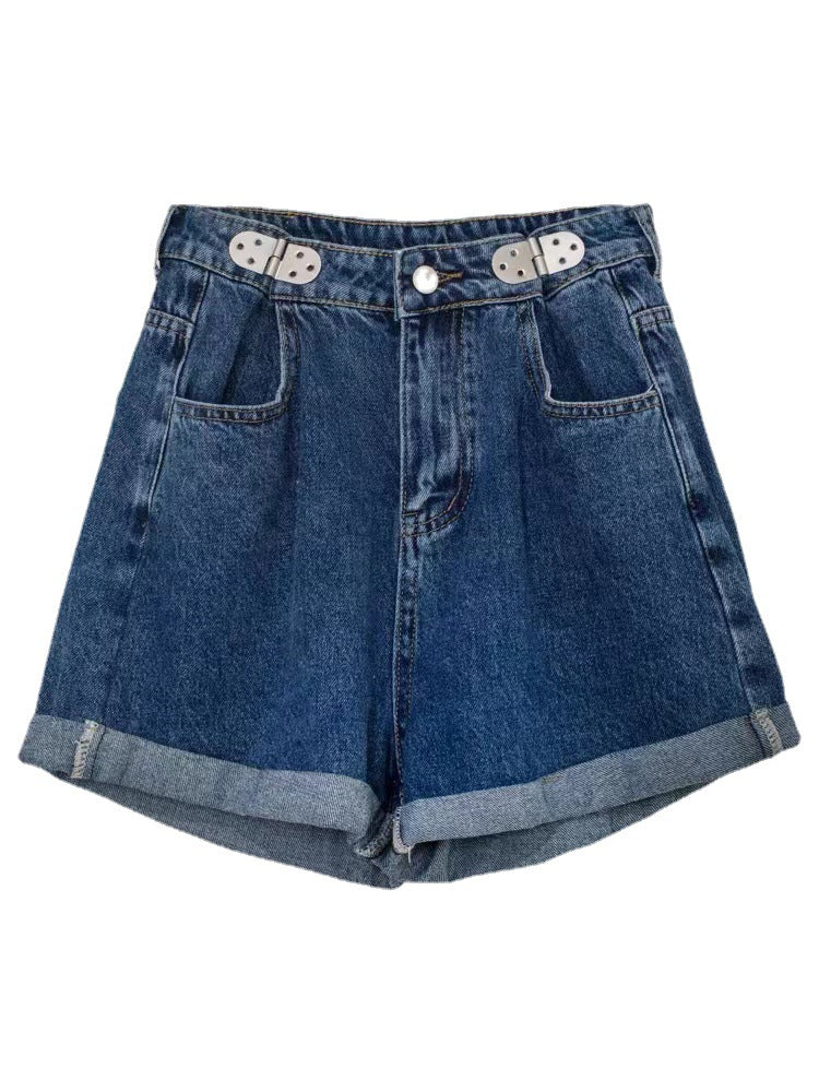 Women's Retro Loose And Thin Curly Denim Shorts