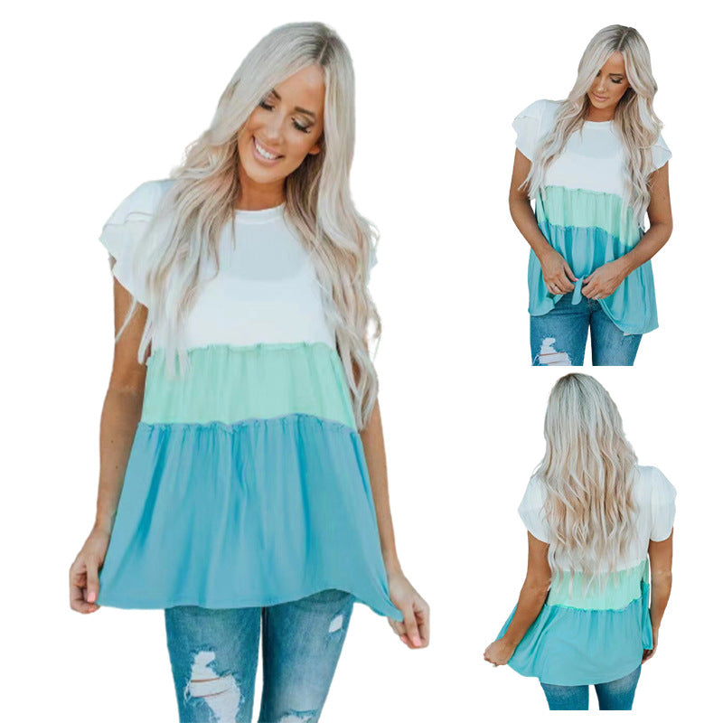 Casual Crew Neck Crossover Short Sleeve Top