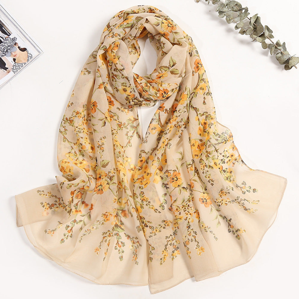 Summer Sunscreen Simulation Silk Beach Towel All-match Scarf