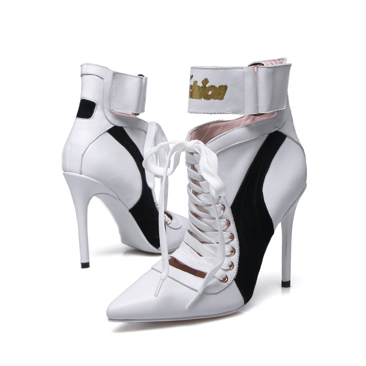 Lace-up pointed stiletto high heel women's boots