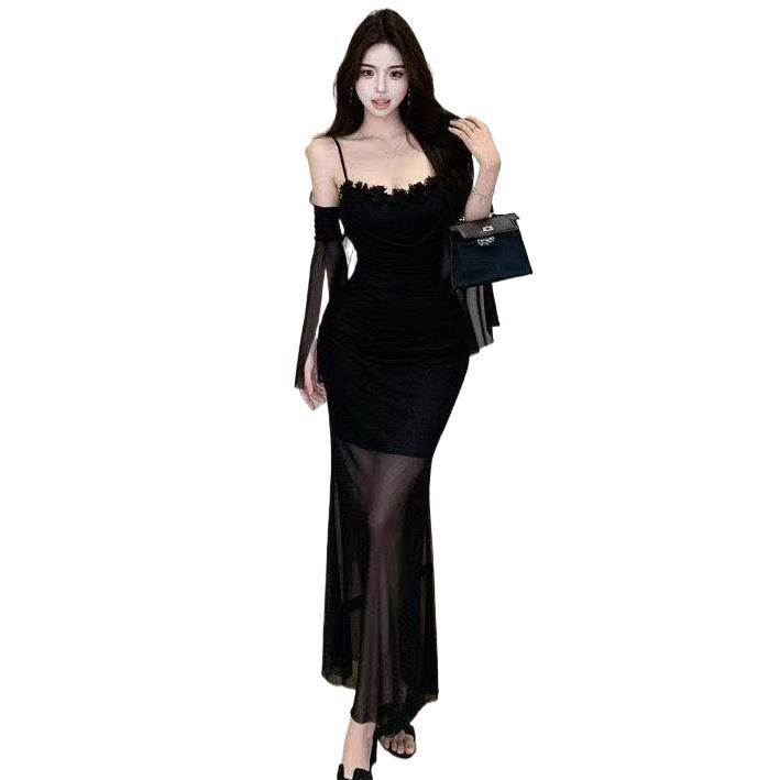 Womens Sexy Backless Mesh Floral Camisole Dress