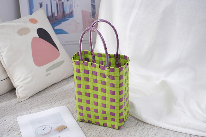 Women's Fashion Diagonal Basket Woven Bag