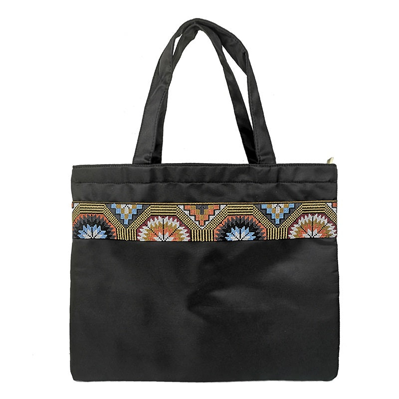 Ethnic Embroidery A4 Document Bag Zipper Data Bag