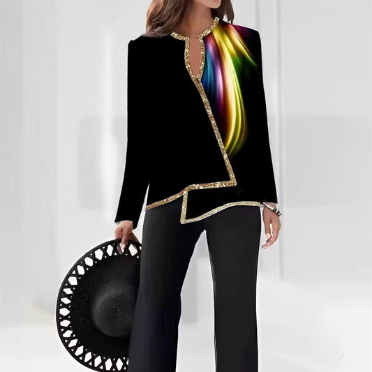 Women's Fashion 3D Digital Printing Shirt And Trousers Suit