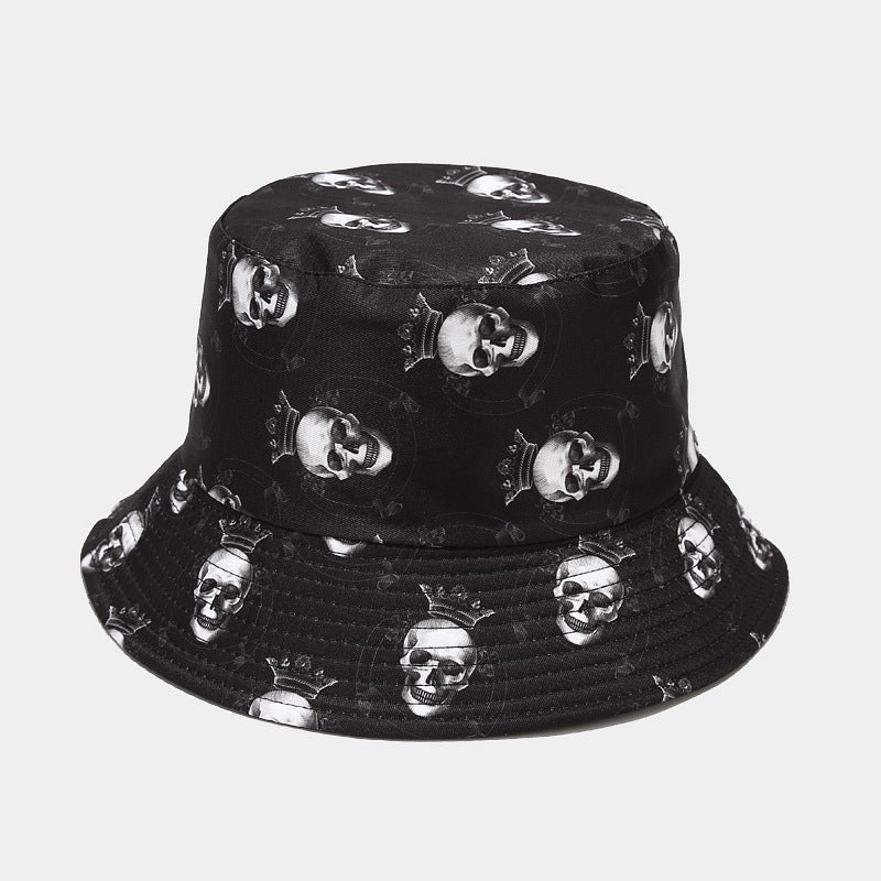 Fashionable Sunshade Skull Pattern Double-sided Bucket Hat