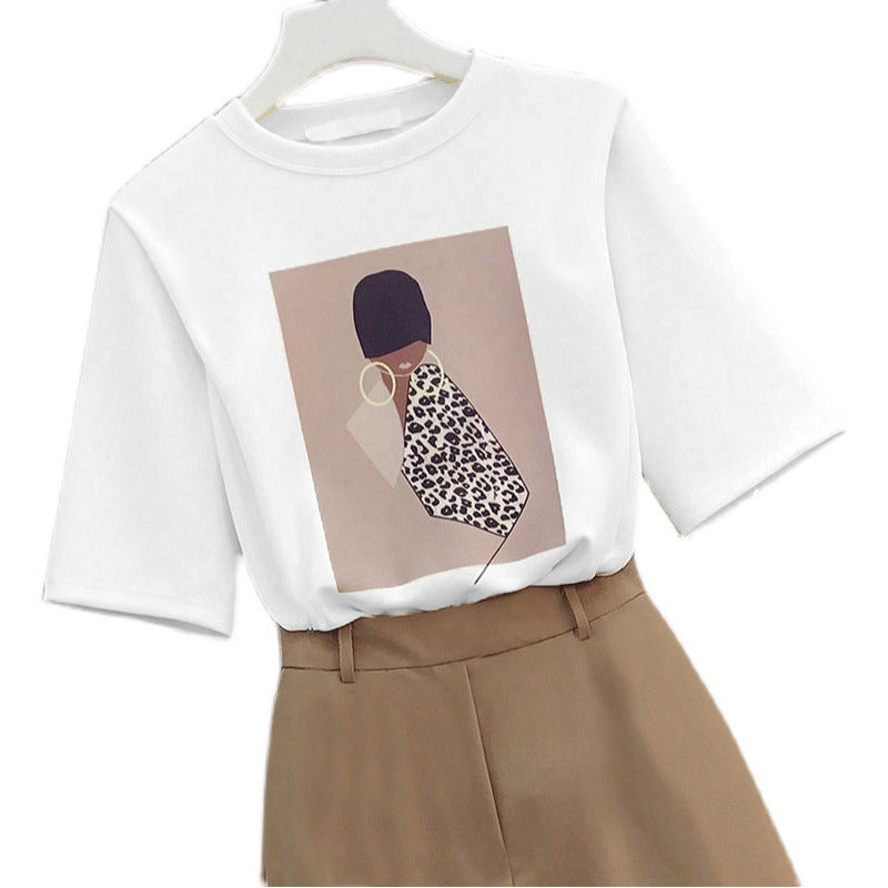 Fashionable T-shirt And Shorts Set Two Pieces
