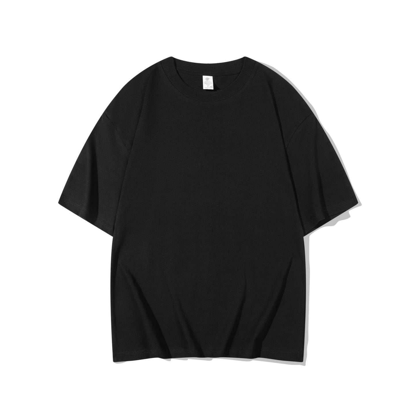 T-shirt i bomuld til mænd, 220g kraftig, ensfarvet, rund hals, korte ærmer