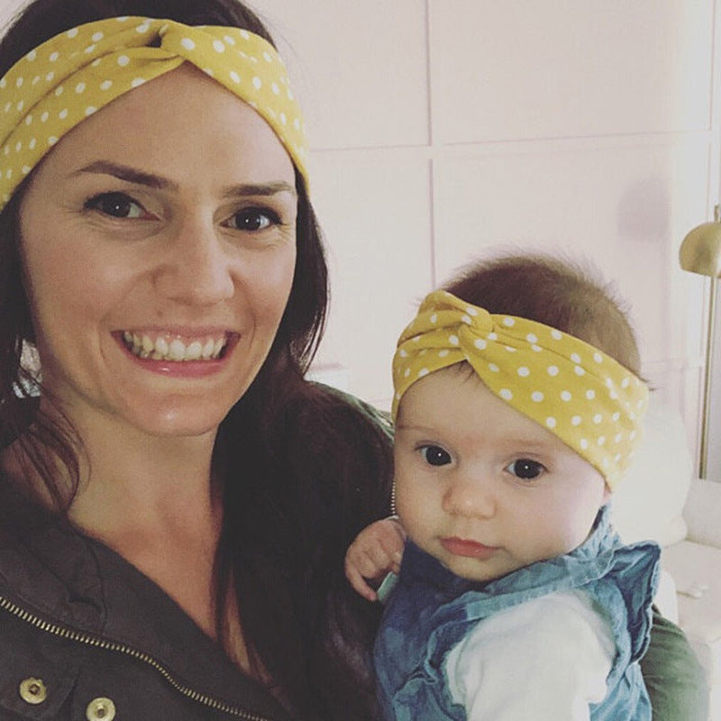 European And American Cute Dotted Prints Cross Babies' Headwear Cotton Cloth Children's Headband