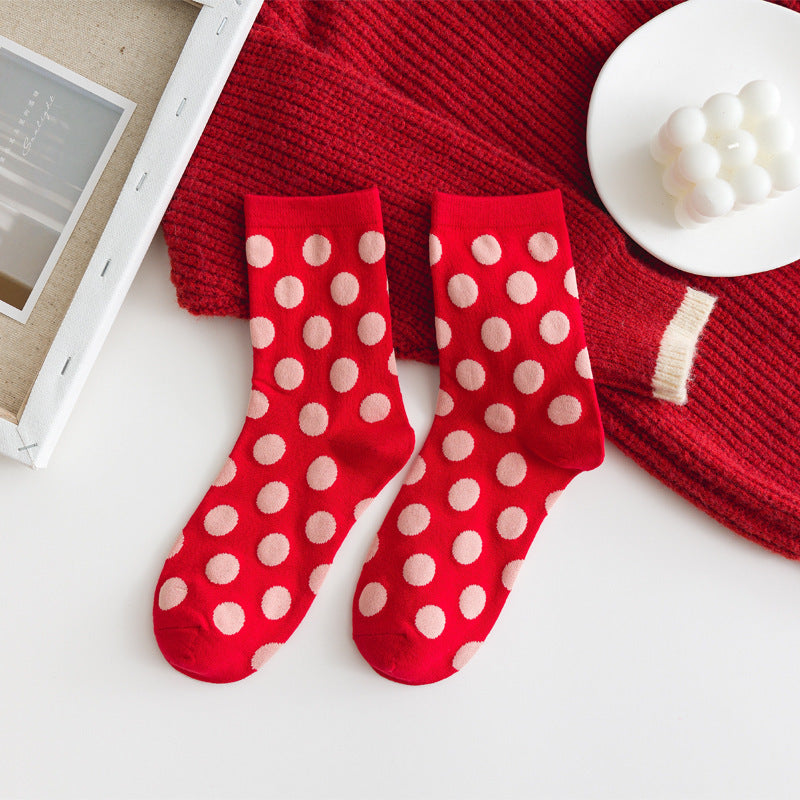Houndstooth Red Christmas Socks Cotton