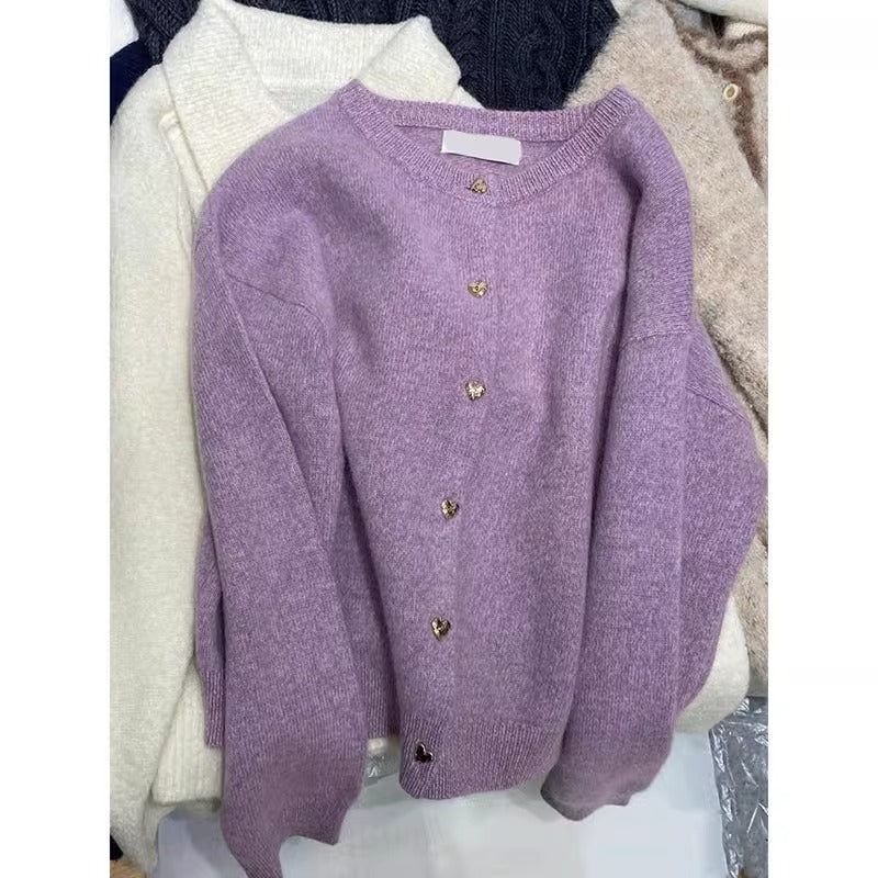 Elegant Lady High-end Milk Fufu Knitted Cardigan