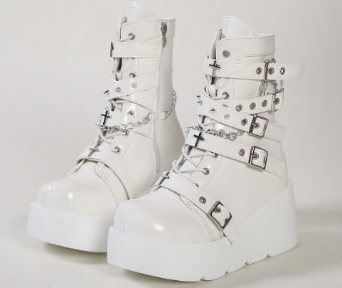 Stylish And Super-cool Chunky Round-toe Dr Martens Boots Designed Specifically For Women
