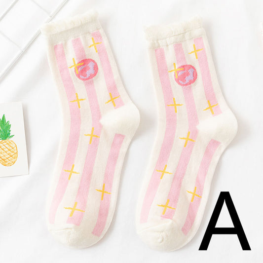Women's Tube Socks Cute Japanese Flower Universe Series