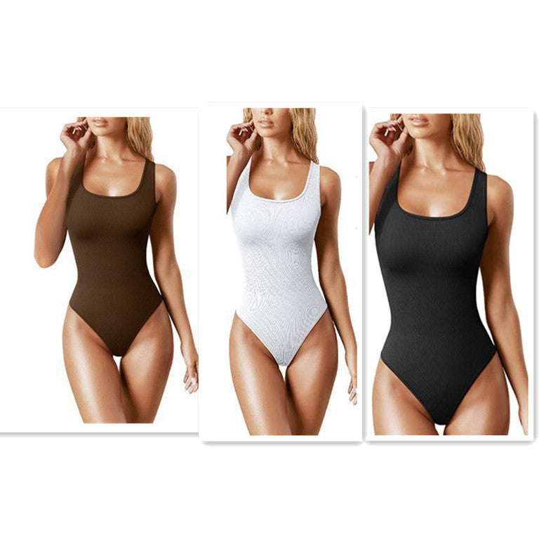 Women's U-neck Sleeveless Vest Tight Jumpsuit