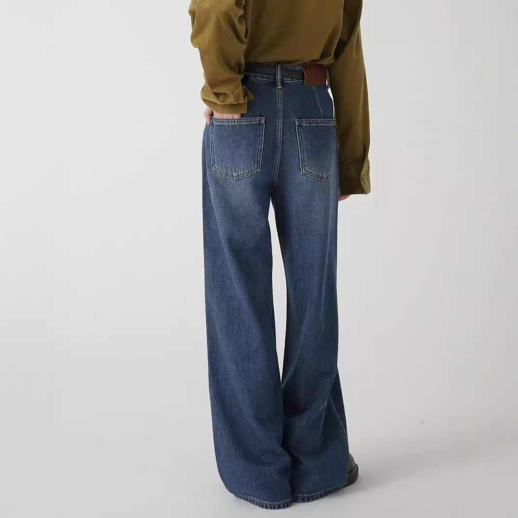 Women's Fashion High-Waist Straight-Leg Wide-Leg Jeans