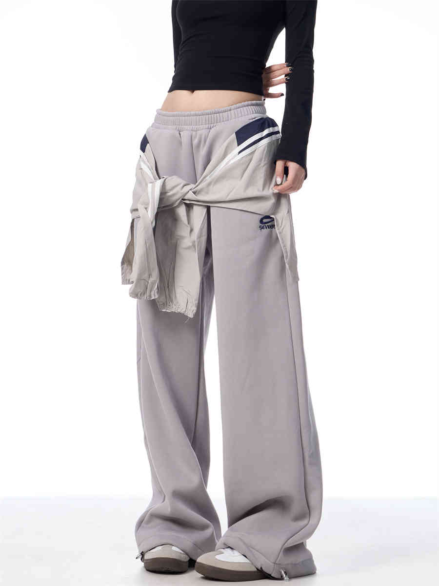 Strap Design Fleece-lined Track Sweatpants