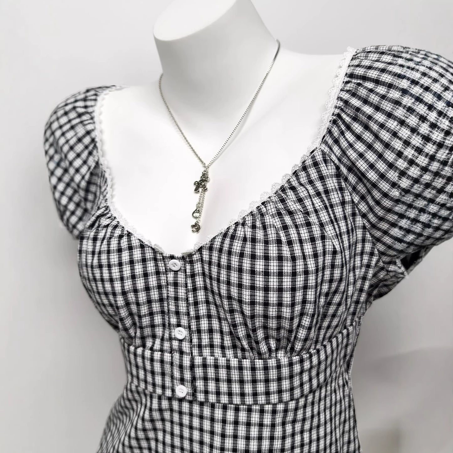 Casual Plaid Womens Summer Short-Sleeve T-Shirt