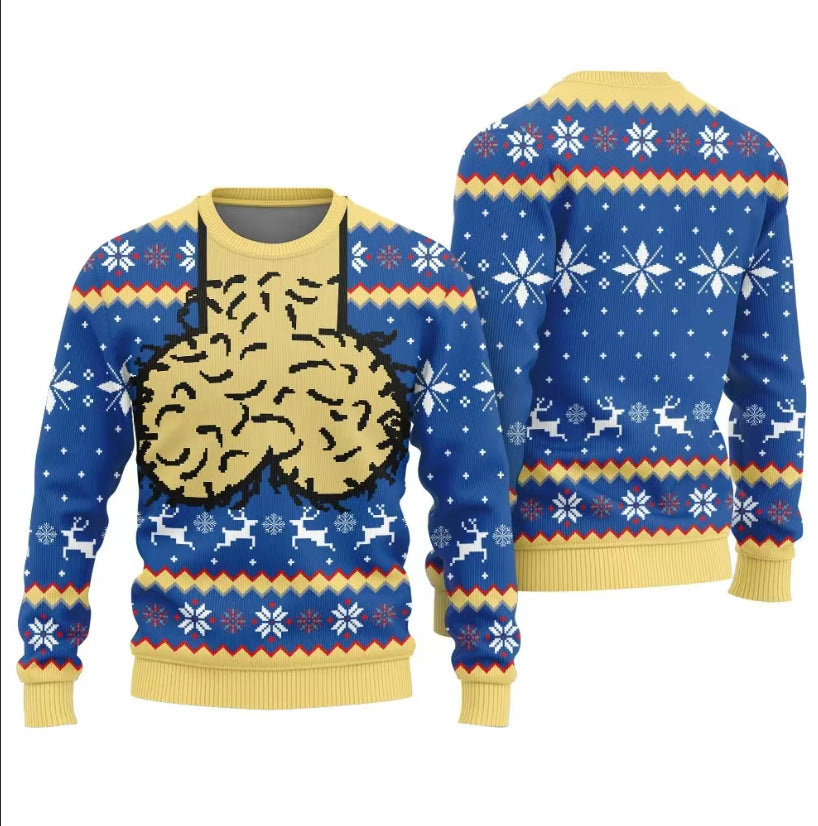 Christmas-themed Print Loose-fit Crewneck Sweater