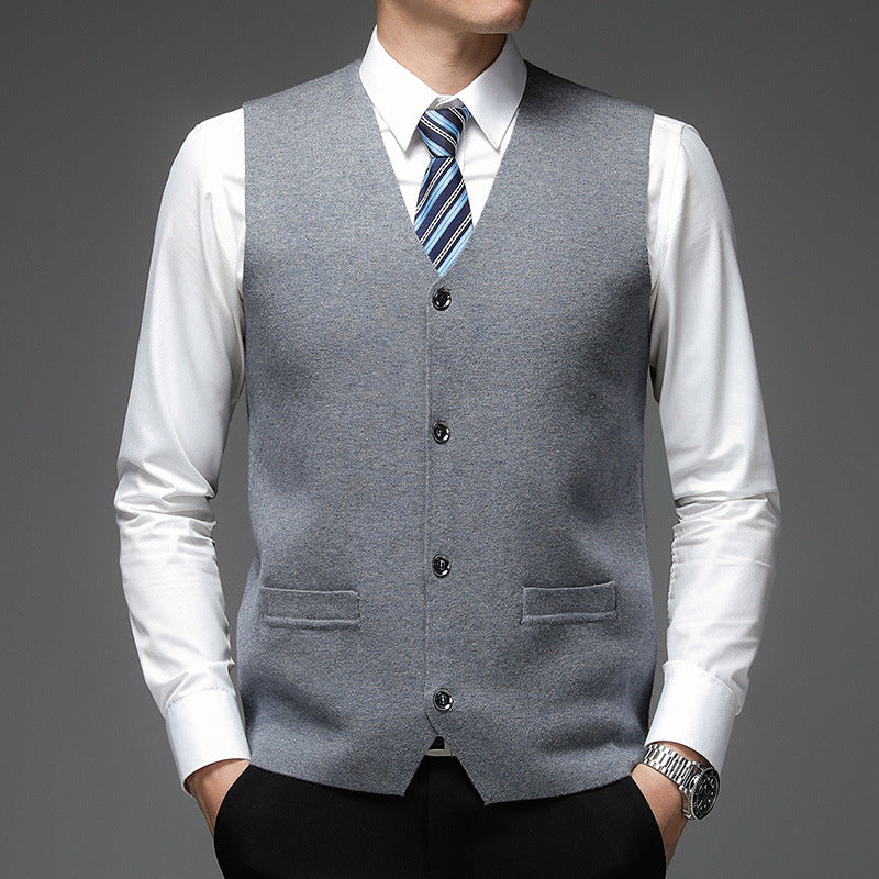 Youth Solid Color Gold Velvet Knitted Vest