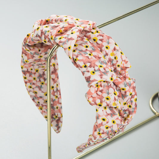 Trendy Boho Daisy Pleated Headband Chiffon