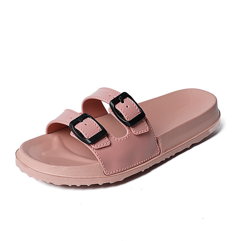 Women's Retro Flat Fashion Sandals With Two Straps And Double Buckles