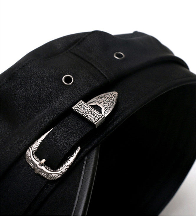 Japanese All-match Women's Matte Leather Peaked Octagonal Hat