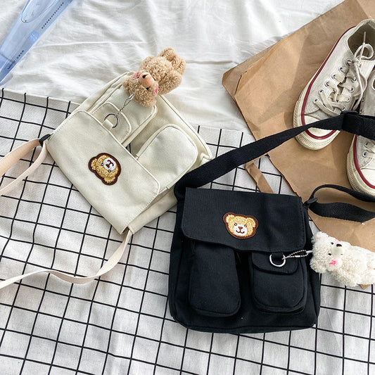 Cute Bear Japanese Girl One-shoulder Canvas Messenger Bag