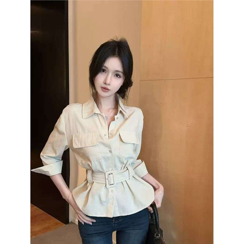 Womens Polo-Neck Workwear Shirt With A Designer Edge For Autumn