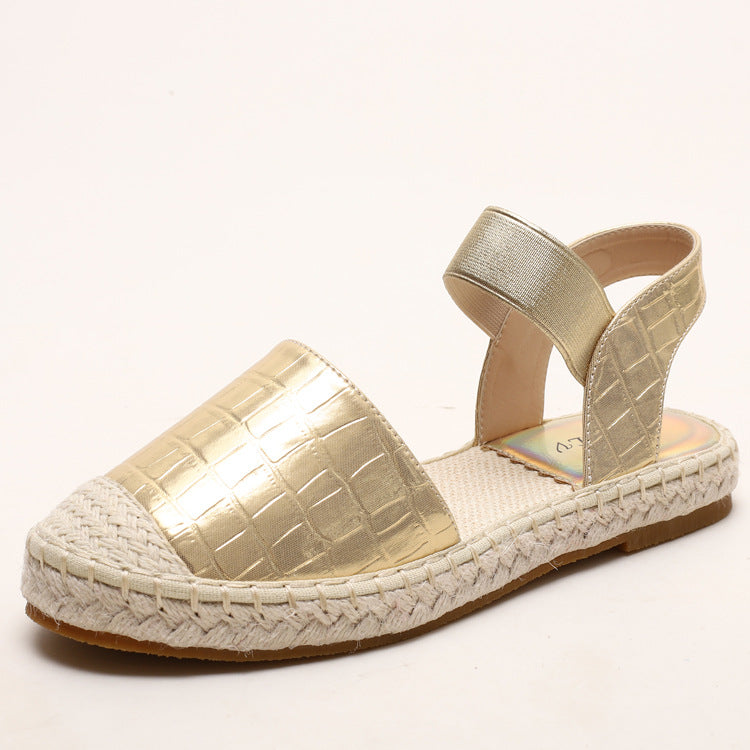 Fisherman's Baotou Women Wear Soft-soled Straw Woven Large Size Shoes And Pedal Lazy Sandals