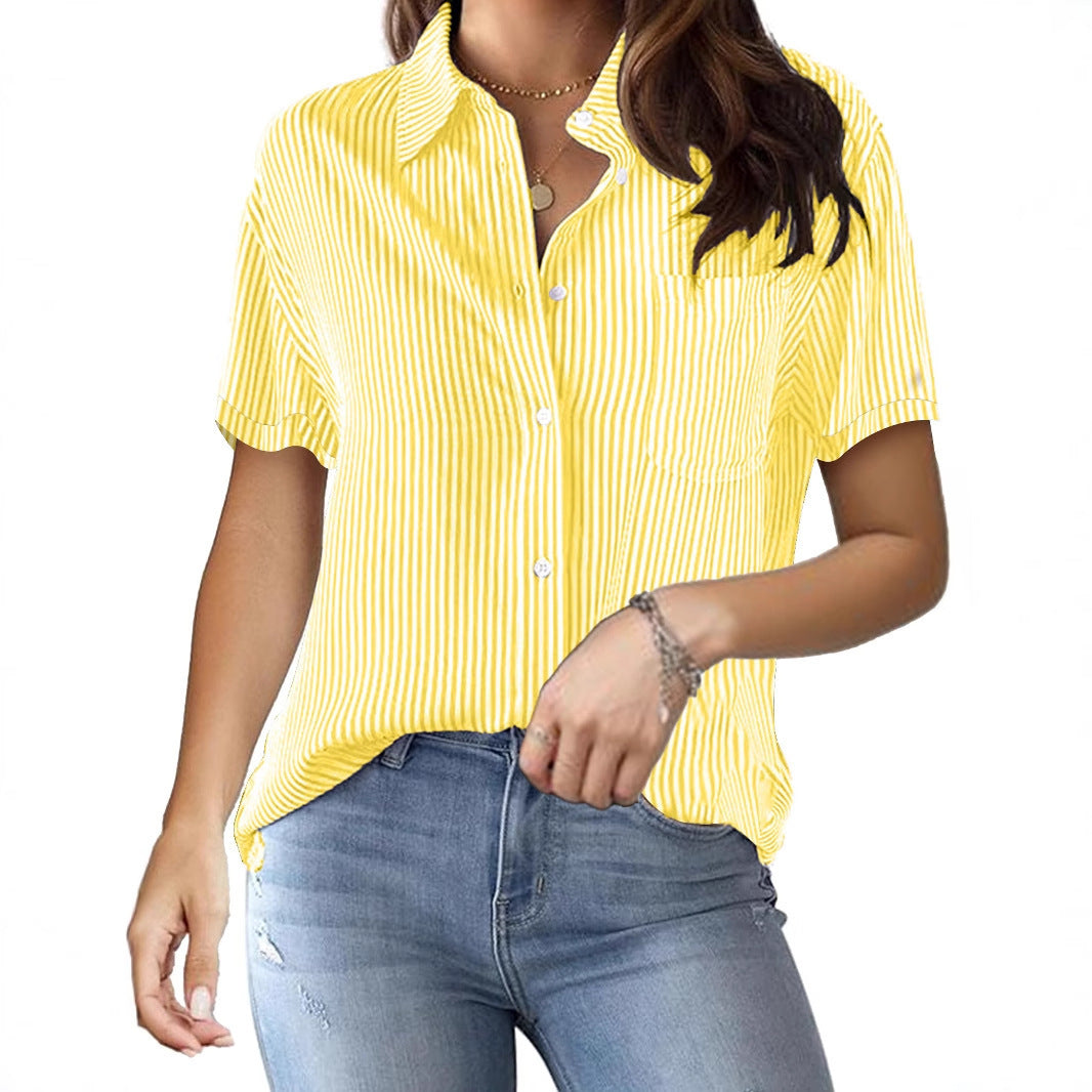 New Casual Striped Cardigan Top With A Printed Pattern