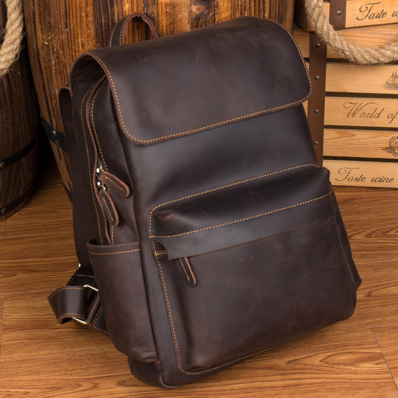 Source of Crazy Horse men backpack Europe Retro Leather cowhide leather luggage male Baotou Backpack Bag