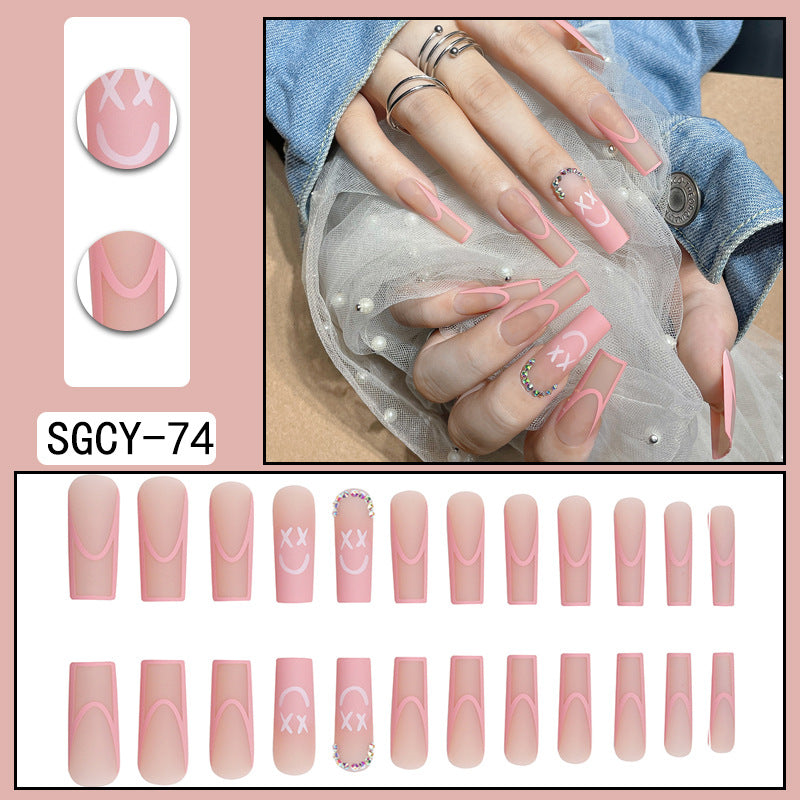 Wear Nail Long Pointed Nail Blooming Gradient Electroplating Nail Patch