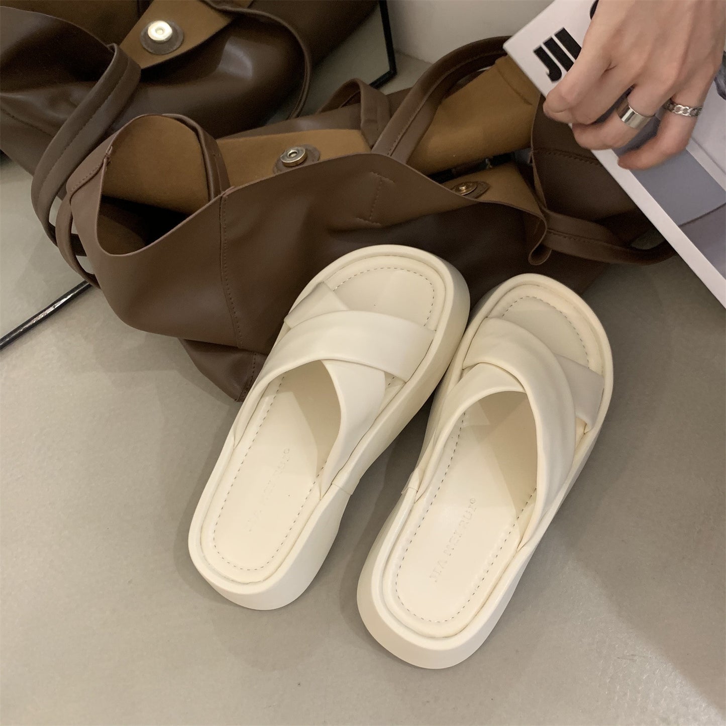 Muffin Platform Slippers til kvinder til udendørs brug