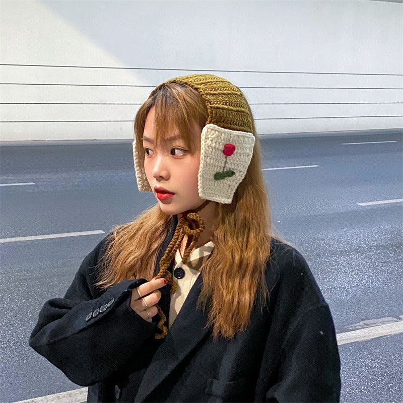 Handmade Knitted Lace-up Ear Warmer Girl Earmuffs Autumn And Winter