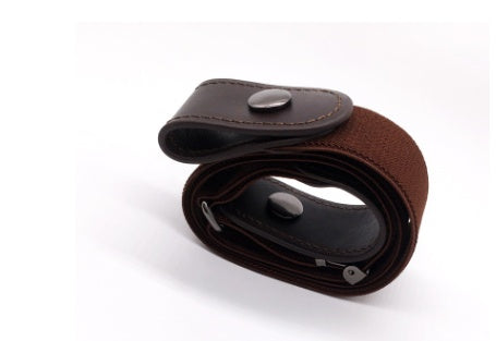 Leather Slim Stretch Invisible Belt Jeans Simple Joker Men and Women Lazy Belt