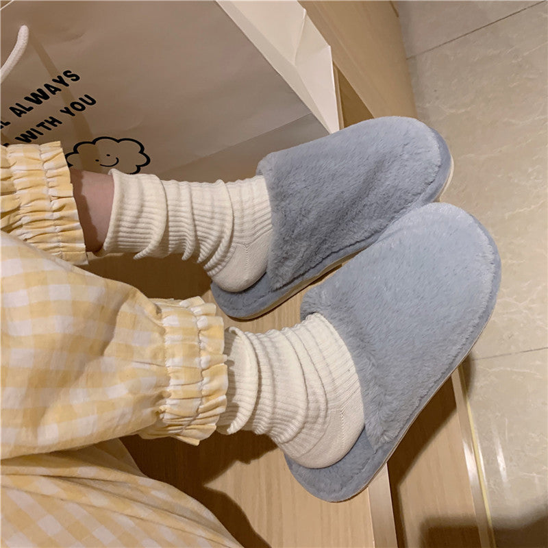 Cotton Slippers Non-Slip Women's Home Comfort Confinement Plush Plush Warm Cotton Slippers