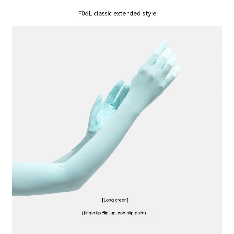 Nylon Ice Silk Long Sun Protection Ice Sleeve Gloves Women's UV Protection Sleeves Sun Protection Summer Long Arm Guard
